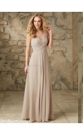 Custom Indy Pink Chiffon Floor-length Lace Bridesmaid Dress