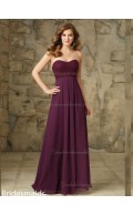 Custom Made Grape Chiffon Floor-length Ruffles Bridesmaid Dress