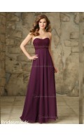 Custom Made Grape Chiffon Floor-length Ruffles Bridesmaid Dress