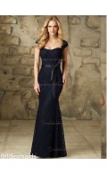 Discount Dark Navy Lace Floor-length Lace Bridesmaid Dress