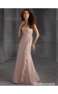 Discount Multicolor Indy Pink Chiffon Floor-length Lace Bridesmaid Dress