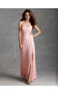 UK Blushing Pink Chiffon Floor-length Ruched Bridesmaid Dress