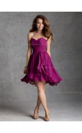 Hot Style Red Chiffon Short-length Ruched Bridesmaid Dress