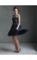 Online Dark Navy Chiffon Short-length Belt Bridesmaid Dress