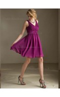 Online Multicolor Fuchsia Chiffon Short-length Belt Bridesmaid Dress