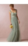 Custom Green Floor-length A-line Bridesmaid Dresses