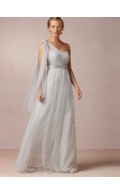 Stylish Beading One Shoulder Floor-length Bridesmaid Dresses