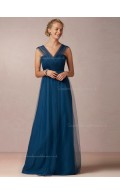 Unique Blue A-line Sweetheart Tulle Bridesmaid Dresses