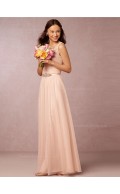 Elegant Beading Lace A-line V-neck Pearl Pink Bridesmaid Dresses