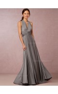 Striking Chiffon V-neck Silver A-line Bridesmaid Dresses