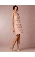 2016 Terrific Lace Knee-length Pink Sleeveless Bridesmaid Dresses