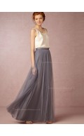 Adorable Gray Sleeveless Floor-length Tulle Bridesmaid Dresses