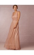 Sassy Ruffles A-line Pink Floor-length Sleeveless Bridesmaid Dresses