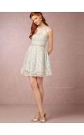 Entrancing Hot Selling Bateau Mini White Natural Bridesmaid Dresses