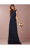 Inviting A-line Ruched Chiffon Dark Navy Bridesmaid Dresses