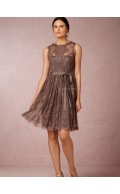 Laudable Lace A-line Brown Knee-length Empire Bridesmaid Dresses
