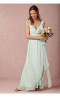 Winsome green Chiffon V-neck Natural Bridesmaid Dresses