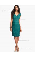 Vintage Knee-length Jade Applique Lace Bridesmaid Dresses