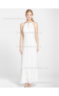Beautiful Beading Chiffon White Ankle Length Bridesmaid Dresses