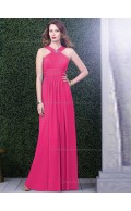 Celebrity Hot Pink Chiffon Floor-length Bridesmaid Dresses