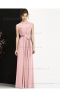 Multicolor Cheap Floor-length Sash Candy Pink Chiffon Bridesmaid Dresses