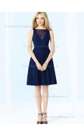 Designer Gorgeous Discount Chiffon Knee-length Dark Navy Bridesmaid Dresses