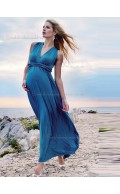 Budget Blue Belt Chiffon Floor-length Bridesmaid Dresses