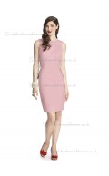 Cheap Celebrity Satin Knee-length Pink Bridesmaid Dresses