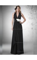Fitted Amazing Floor-length Black Hand Made Flower Chiffon Bridesmaid Dresses