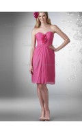 Cheap Best Pink Knee-length Hand Made Flower Chiffon Bridesmaid Dresses