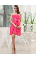 Celebrity Tiered Pink Chiffon Knee-length Bridesmaid Dresses