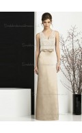 Designer Satin Floor-length Lace Champagne Bridesmaid Dresses