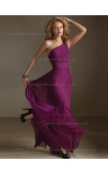 Cheap Fuchsia Draped Chiffon Floor-length Bridesmaid Dresses