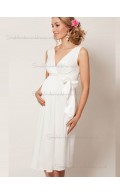 Fitted Girls Bow Chiffon White Short-length Bridesmaid Dresses