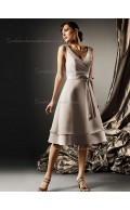 Fitted Short-length Champagne Bow Chiffon Bridesmaid Dresses
