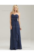 Cheap Dark Navy Hand Made Flower Chiffon Floor-length Bridesmaid Dresses