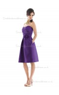 Elegant Discount Hand Made Flower Regency Short-length Satin Bridesmaid Dresses