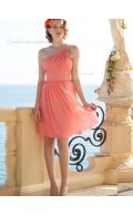 Discount Chiffon Short-length Draped Pink Bridesmaid Dresses