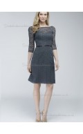 UK Belt Gray Lace Short-length Bridesmaid Dresses