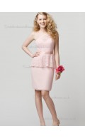 Amazing Belt Short-length Chiffon Lace Pink Bridesmaid Dresses