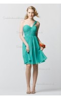 Vintage Romantica Draped Jade Short-length Chiffon Bridesmaid Dresses