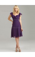 Elegant Chiffon Tiered Grape Short-length Bridesmaid Dresses