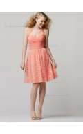 Budget Pink Ruffles Lace Short-length Bridesmaid Dresses