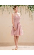 Fitted Amazing Pink Short-length Draped Chiffon Bridesmaid Dresses