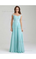 Designer Celebrity Vintage Aqua Lace Floor-length Chiffon Bridesmaid Dresses