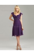 Budget Girls Vintage Short-length Chiffon Regency Tiered Bridesmaid Dresses