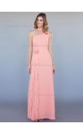 Designer Romantica Vintage Floor-length Hand Made Flower Chiffon Pink Bridesmaid Dresses