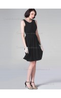 Budget Hand Made Flower Short-length Chiffon Black Bridesmaid Dresses