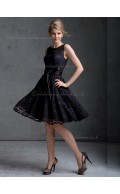 Elegant Short-length Black Lace Belt Bridesmaid Dresses
