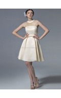 Elegant Best Belt Short-length Chiffon Champagne Bridesmaid Dresses